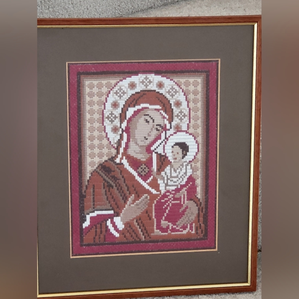Cross Stitch Framed Religious (NEEDLE POINT) Art.